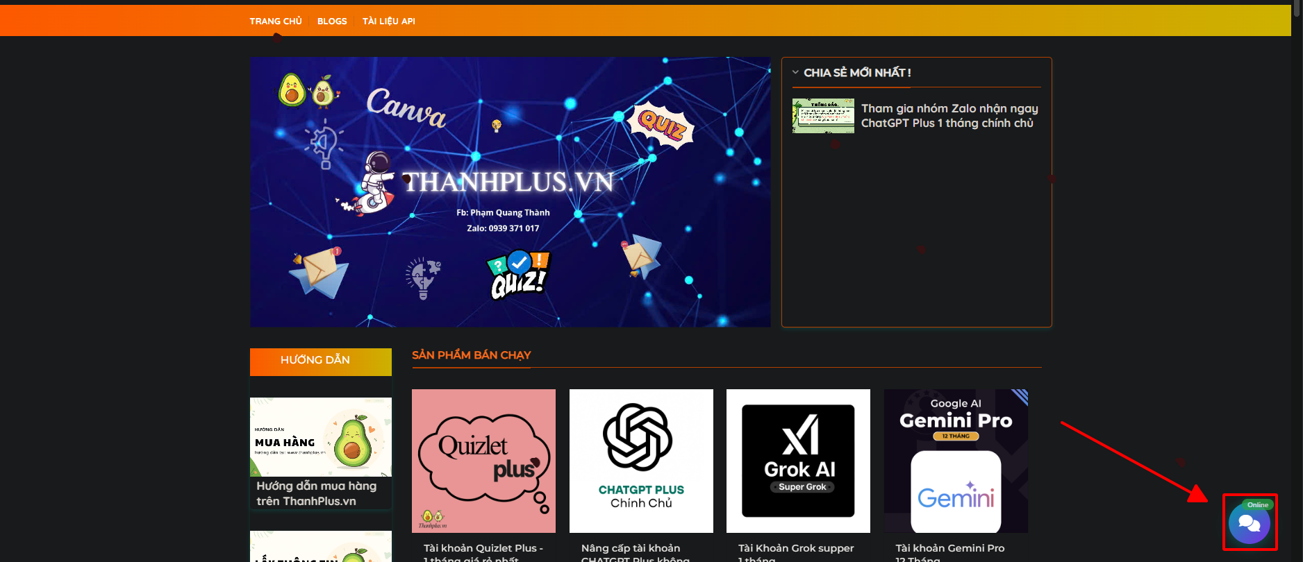 Ảnh mô tả cách bấm vào Icon hỗ trợ